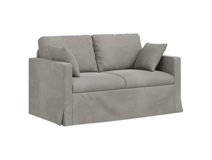 Coespram Modulares 2-Sitzer Sofa Samt Hellgrau 138x78x80cm Formschöne Couch für Schlafzimmer und Wohnzimmer mit weichem Samtbezug, stabilen Plastikfüßen und flexibler Modularität.