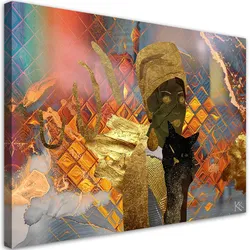 WANDBILD afrikanerin und katze