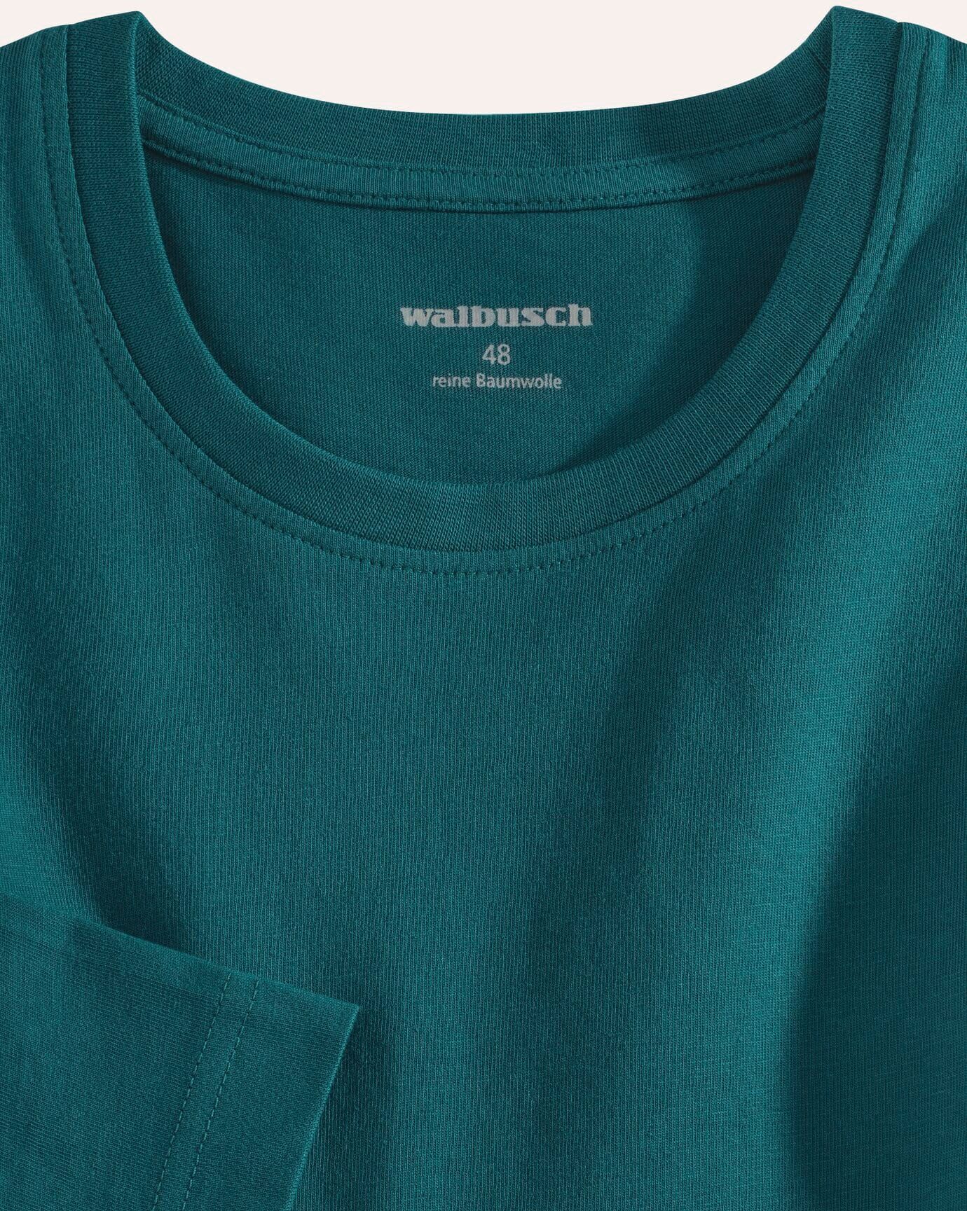 Walbusch Langarm-Shirt Rundhalsausschnitt, , Farbe Grün, 48, reine weiche Baumwolle bequem und formstabil Herren