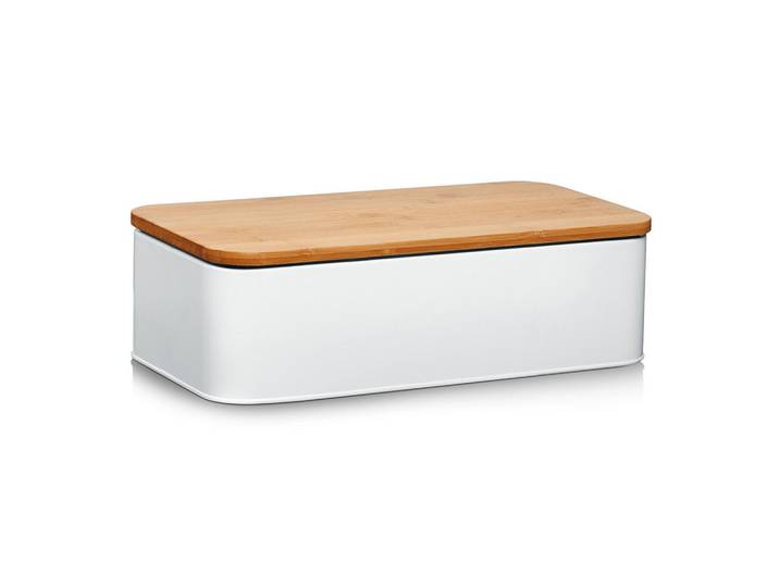 Zeller Present Brotkasten, Weiß, Holz, Bambus, rechteckig, 43x23x12 cm, Küchenzubehör, Vorratsbehälter, Brotkästen