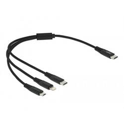 Delock USB-Ladekabel USB 2.0 USB-C® Stecker, USB-C® Stecker, USB-Micro-B Stecker, Apple Lightning Stecker 0.30 m Schwarz 87148