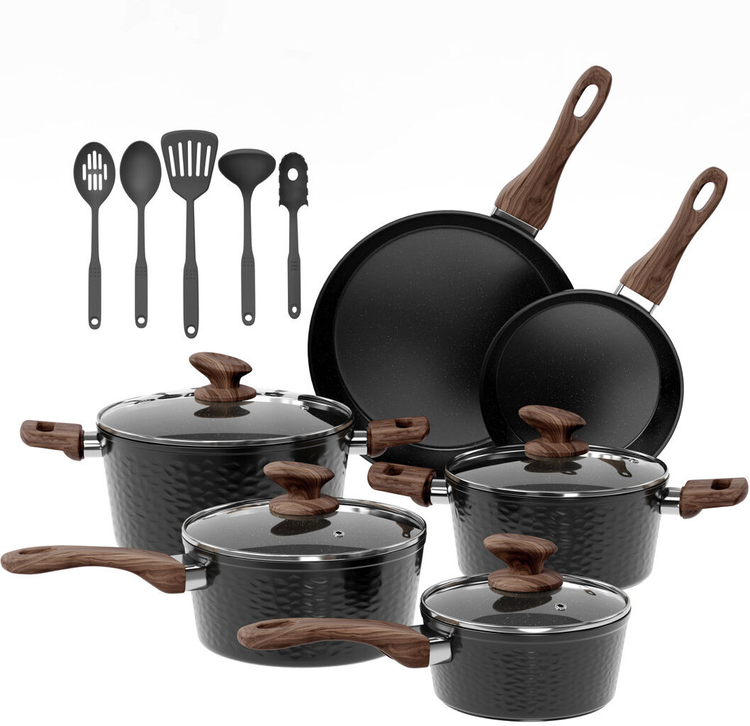 Blue Elephant 15 - Piece Non-Stick Cookware Set Black 15