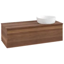 Villeroy und Boch Antao Waschtisch-Unterschrank L34112HM mit Beleuchtung mit Struktur, 120x36x50cm, Waschbeckenplattenfarbe warm walnut, warm walnut
