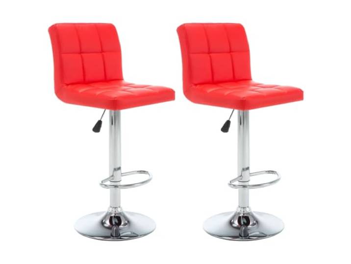 HKLGBVCR Barhocker, Rot, 2-teilig, Kunstleder, mit Fußstütze Elegantes rotes Kunstleder, langlebiger verchromter Stahlrahmen, verstellbare Gasdruckfeder, für Zuhause, Büro, Café