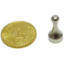 20 Griffmagnet Kegel, Neodym mit Metallgehäuse, Pack mit 5 Stück, Neodym, Stahl, silber
