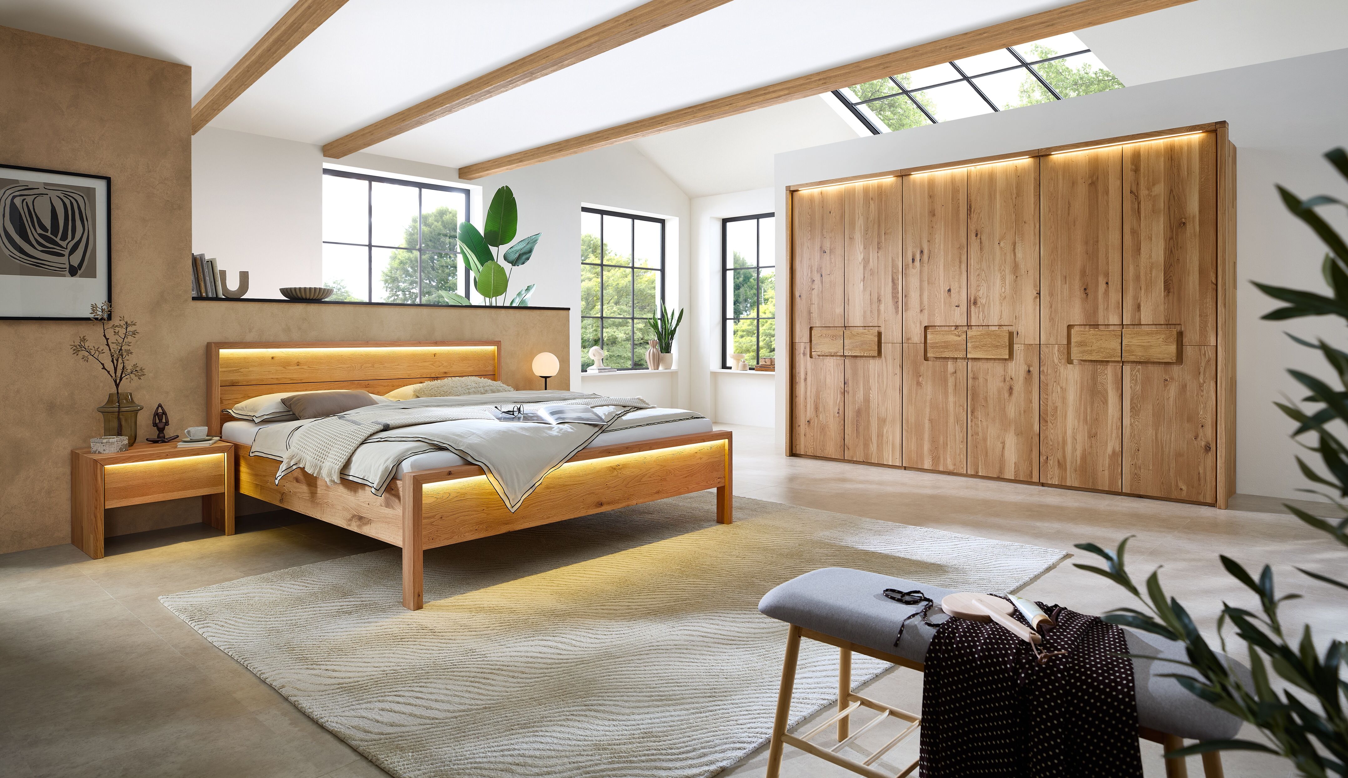 Nachtkonsole HOME AFFAIRE "Ambroise", braun, T:41cm, Sideboards, Nachtkonsole, inkl. LED-Beleuchtung braun B/H/T: 41cm, LED Leuchtmittel. abgedeckt im Holzrahmen,incl. Trafo und Stecker, 1 Stk., Wildeiche