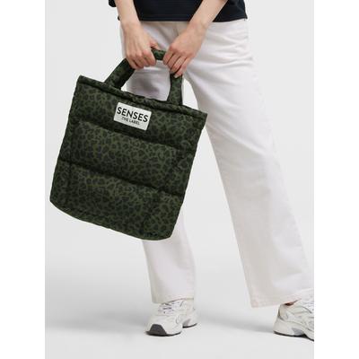 Beuteltasche SENSES.THE LABEL, Damen, Gr. B/H/T: 40cm x 45cm x 10cm, grün (leo grün), Polyester, bedruckt, Taschen Beuteltasche, mit Innenfach