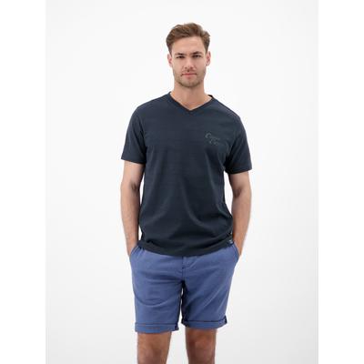 T-Shirt LERROS "T-Shirt mit V-Neck in Strickqualität", Herren, Gr. M, classic navy, 100% Baumwolle, V-Ausschnitt, Shirts T-Shirt