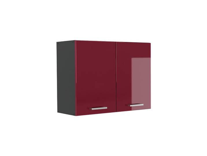 Vicco Küchenglasschrank R-Line, Rot Hochglanz/Anthrazit, 80 cm, Rot, Anthrazit, Holzwerkstoff, 1 Fächer, Rechteckig, 80x60x31 cm, Küchen, Küchenmöbel, Küchenschränke, Küchenoberschränke