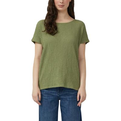 T-Shirt S.OLIVER, Damen, Gr. 46, grün (summer khaki), Strick, Obermaterial: 96% Polyester, 4% Elasthan, Strukturmuster, relaxed fit normal, U-Boot-Ausschnitt, Shirts T-Shirt, mit Struktur Muster