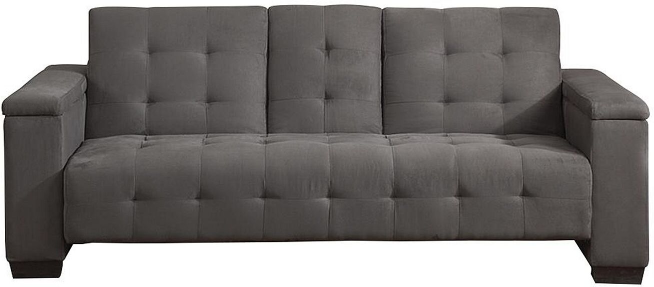 Vente-unique Schlafsofa Klappsofa 3-Sitzer - Microfaser - Grau - DEVONSHIRE