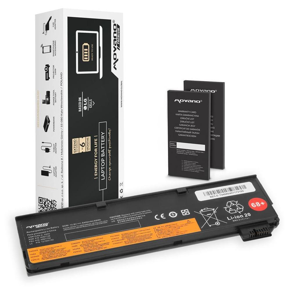 Movano Premium Accu voor Lenovo ThinkPad T440, T450s, X240, 6400mAh