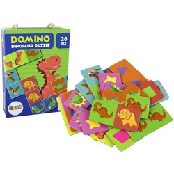 Logikspiel, doppelseitiges Puzzle, Dominosteine, Dinosaurier, 10 cm x 5 cm, 28 Teile.