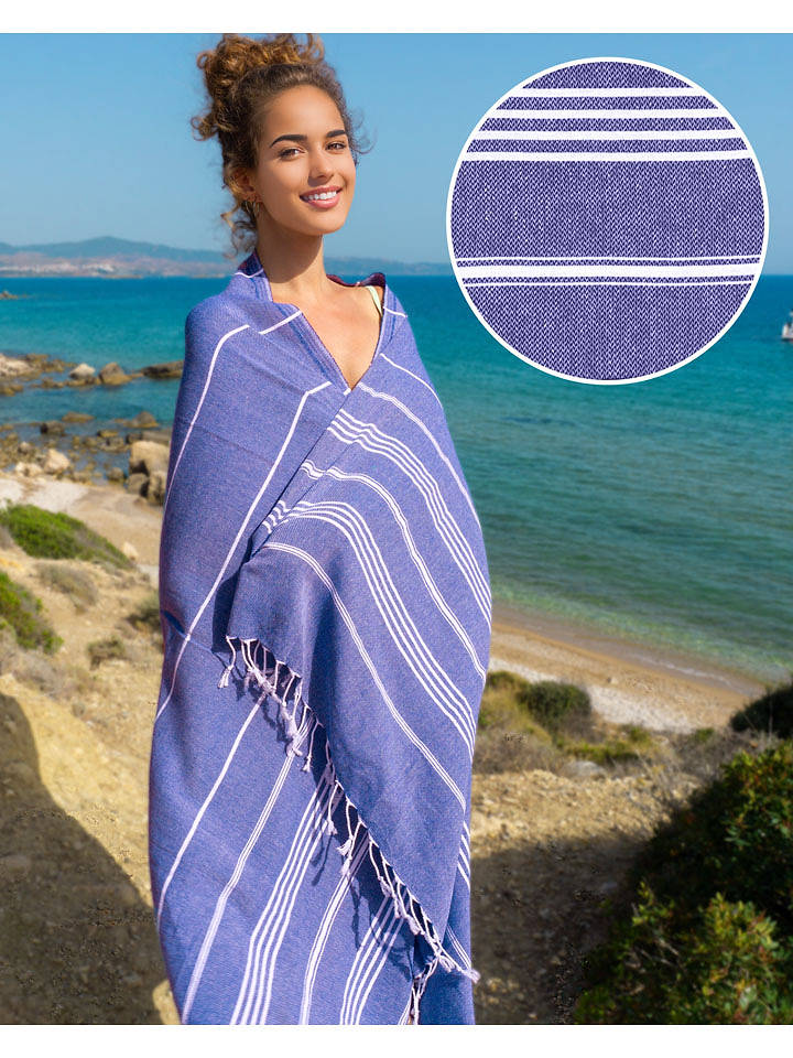 Samimi Hamamtuch "Amara" in Dunkelblau - (L)180 x (B)100 cm - onesize