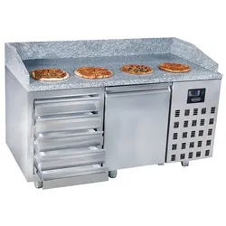 Pizzatisch mit 1 Tür und 5 Schubladen BxTxH 1550x800x1080mm | + CHEFGASTRO Geschirrtuch