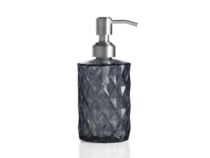 Seifenspender Glas Dunkelgrau 340ml, Anthrazit, 8x8x18 cm, Badaccessoires, Seifenspender