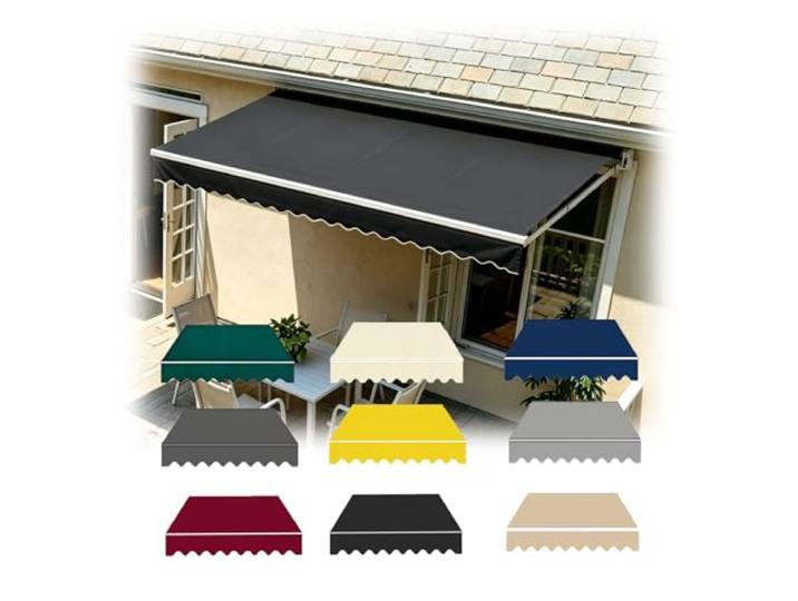 Einziehbarer Markisenstoff, Ersatz-Baldachin, wasserdichter Sonnenschutz, 1 Stück(Black,W19xL10ft)