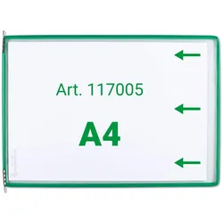 Tarifold, Informationsschild, 20 Sichttafeln mit 5 Aufsteckreitern DIN A4 quer grün, Öffnung seitlich