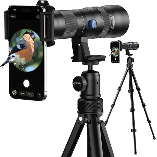 Professionelles Teleobjektiv mit 20-60-fach Zoom für Smartphones, hohe Bildqualität, inklusive Stativ und universellem Smartphone-Halter, geeignet für iPhones und Android-Smartphones