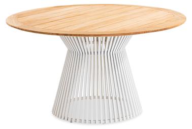 Gartentisch Acorex rund 140x140x76 Tischplatte Teak Gestell Aluminium Ivory