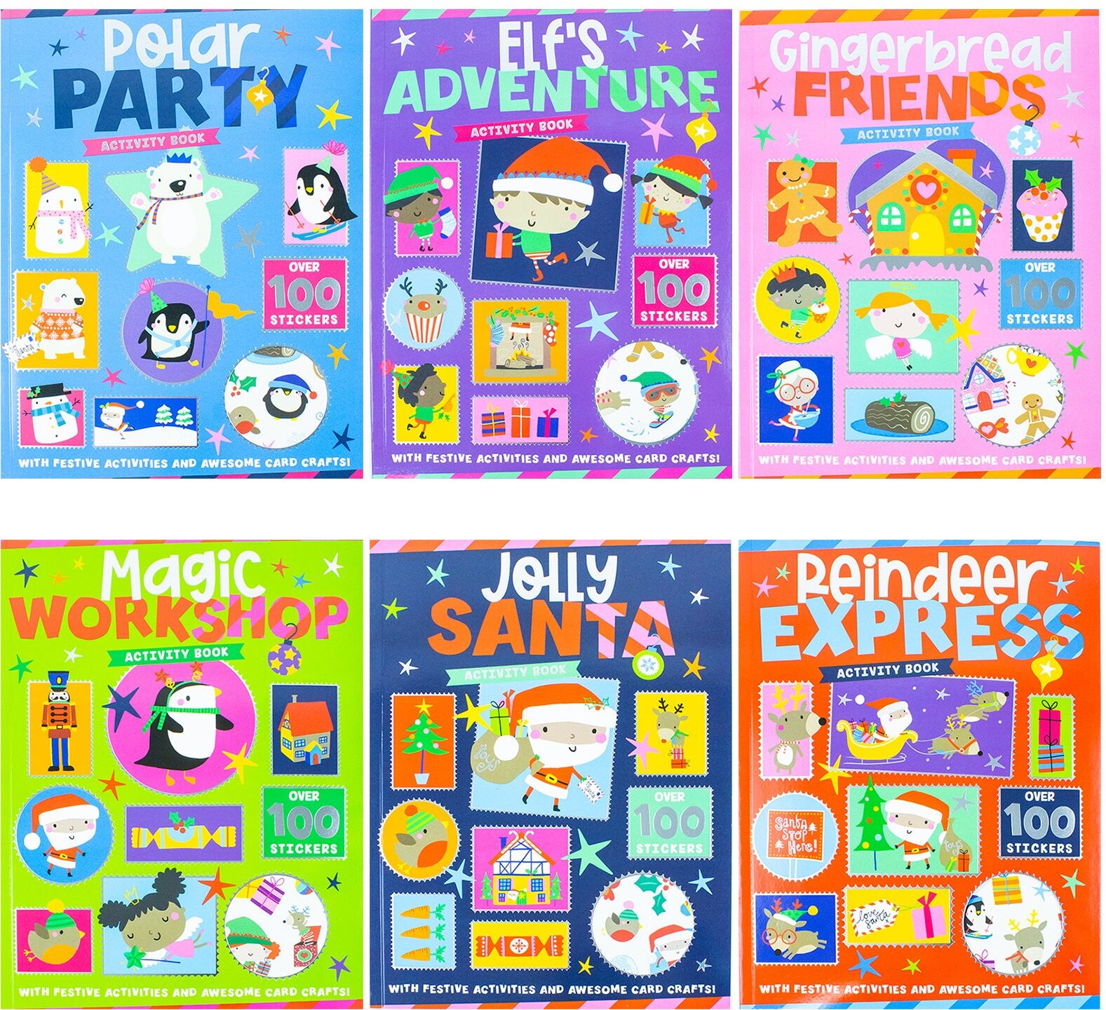 Make Believe Ideas Children’s Christmas Activity 6 Books Set – Magic Workshop, Elf Adventure & Festive Fun Activity Collection for Kids