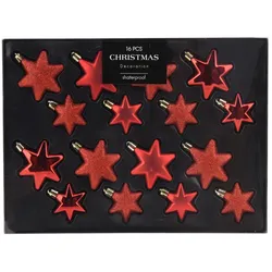 Mojawo 16tlg Weihnachtskugel Christbaumkugeln Baumkugel Set Sterne Rot