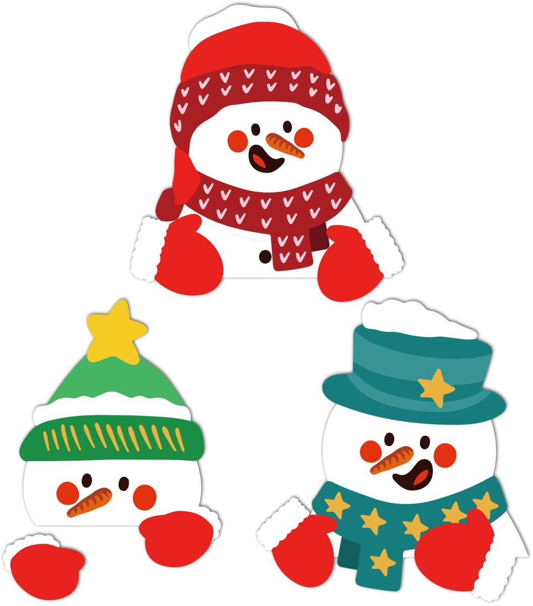 Set van 3 sneeuwpop kerstversieringen voor buiten met LED-lichtsnoer