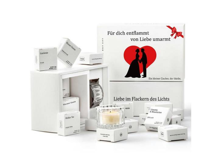 Duftkerzen Geschenkset 12-teiliges Set Sojawachs mit Botschaft, Rosa, Paraffin, 7 cm, Dekoration, Kerzen & Kerzenhalter, Duftkerzen