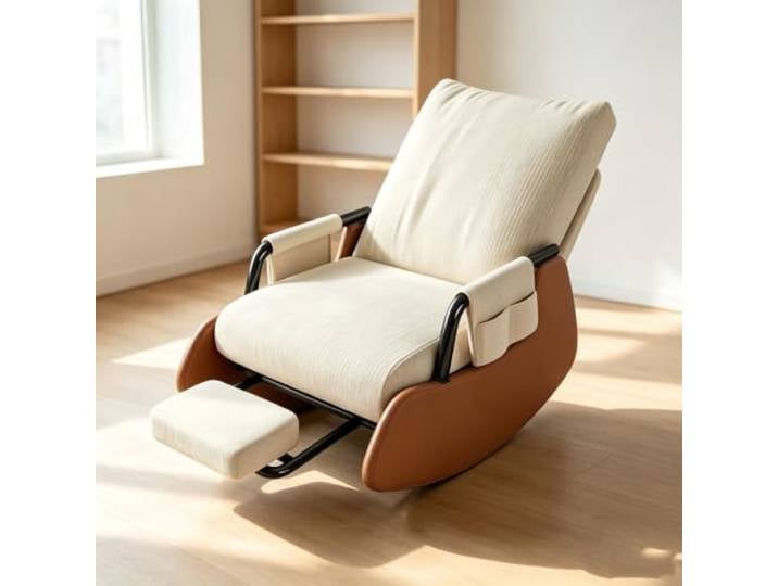 LCNDKF Komfort Schaukelstuhl mit Ausziehbarer Fußstütze Bequemer Schaukelsessel mit 60cm breiter Sitzfläche und platzsparender Beinauflage fürs Wohnzimmer.