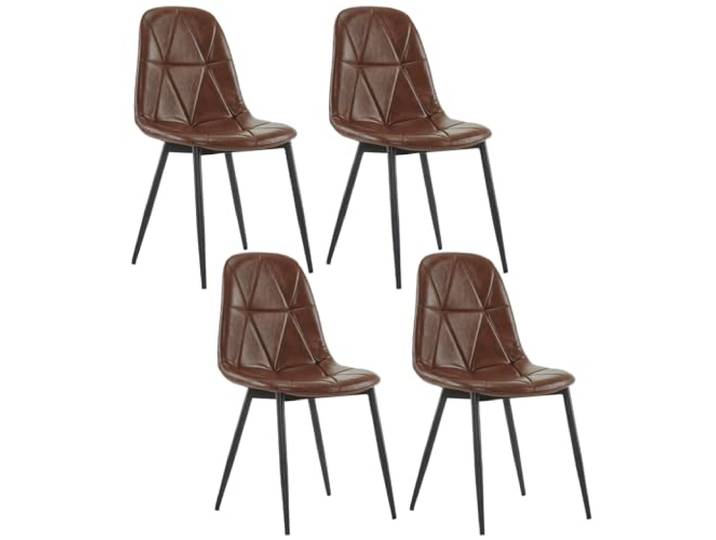 Lestarain Esszimmerstühle 4er Set Kunstleder Braun Ergonomisch Metallbeine Rückenlehne Gepolstert Für Küche
