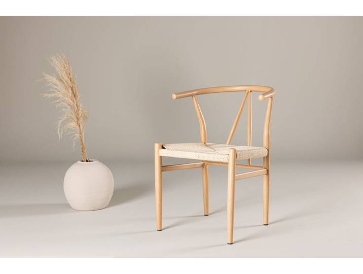 Stuhl Fliou - mit stilvoller geflochtener Sitzfläche - Beige - Luxusbetten24
