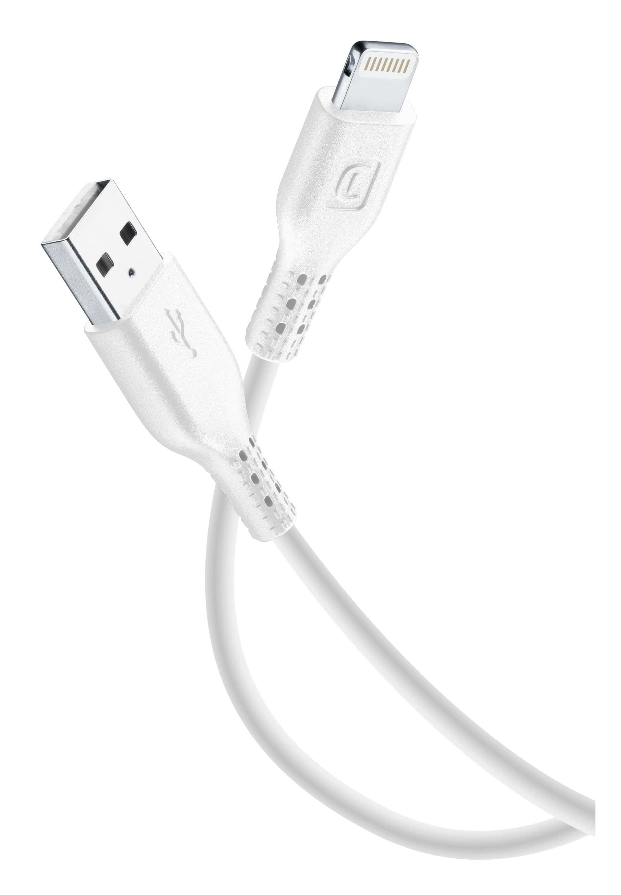 Cellular Line Power Cable Lightning auf USB A bis 12 W 0,6 m (Weiß) USBDATA06MFIIPHW