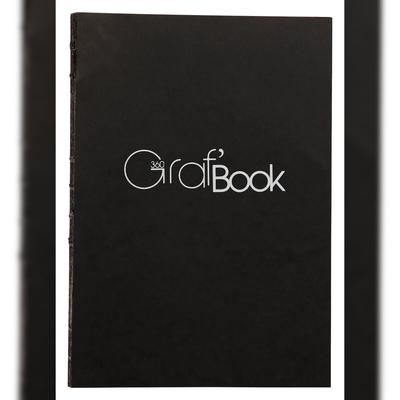 Clairefontaine 5x Graf'Book 360°, Skizzenbuch A4, 100 Blatt 100g, offene Fadenheftung - Schwarz 975802C
