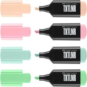 Faber-Castell Textmarker TXTLNR Pastell, 4 Stück, Strichbreite 1 - 5mm, farbig sortiert