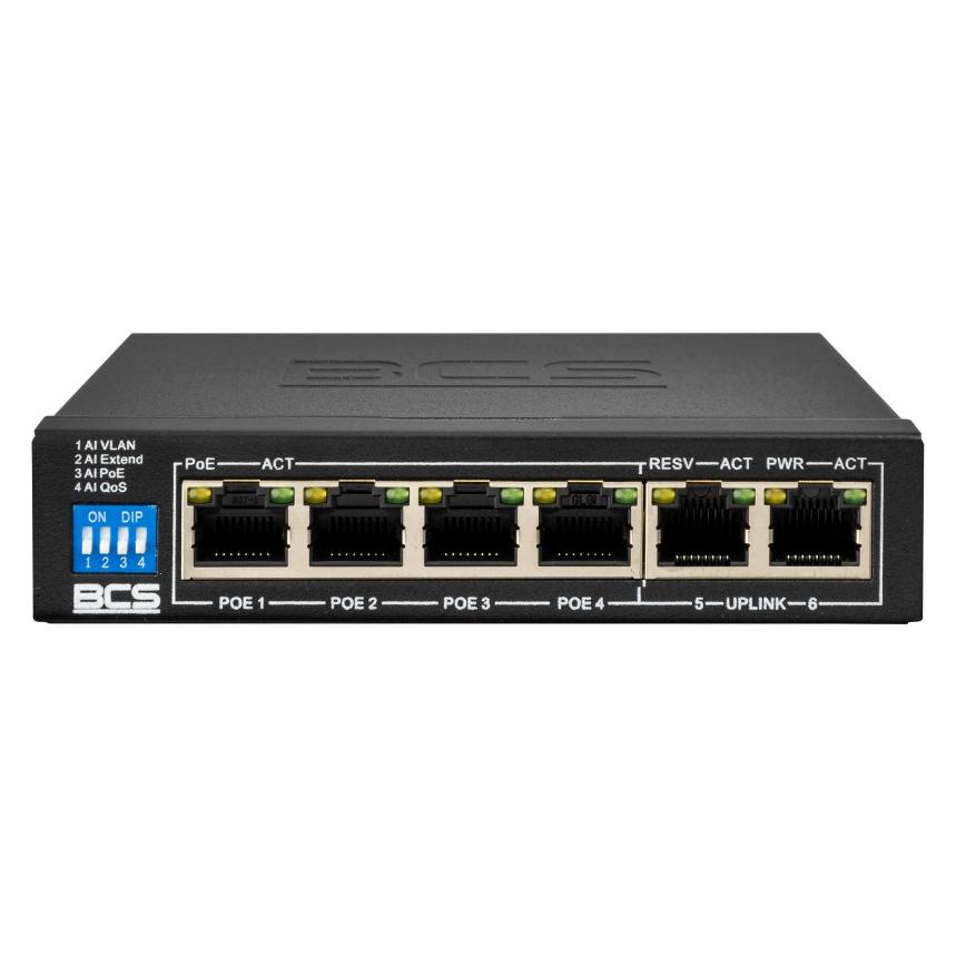 BCS BCS-B-SP0402 PoE-Switch für 4 IP-Kameras (6 Ports) (36535)