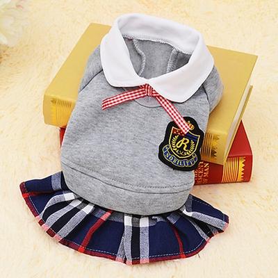 Haustier Hund Kleidung Liebhaber Preppy Style Hemdkleid Welpen passende Outfits 4 Farben (xs, graues Kleid)