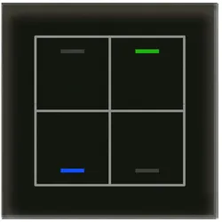 MDT BE-GTL4TS.01 KNX Glastaster II Light 4-fach RGBW Temperatursensor Schwarz Neutral BEGTL4TS01