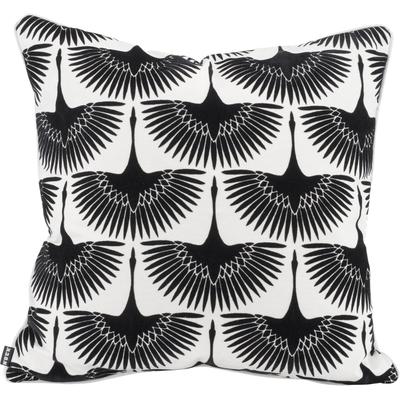 Dekokissen H.O.C.K. "Black Swan", schwarz (schwarz, weiß, ornament), B:60cm H:10cm L:60cm, Baumwolle, Polyester, Dekokissen_Sitzkissen_Kissenhüllen