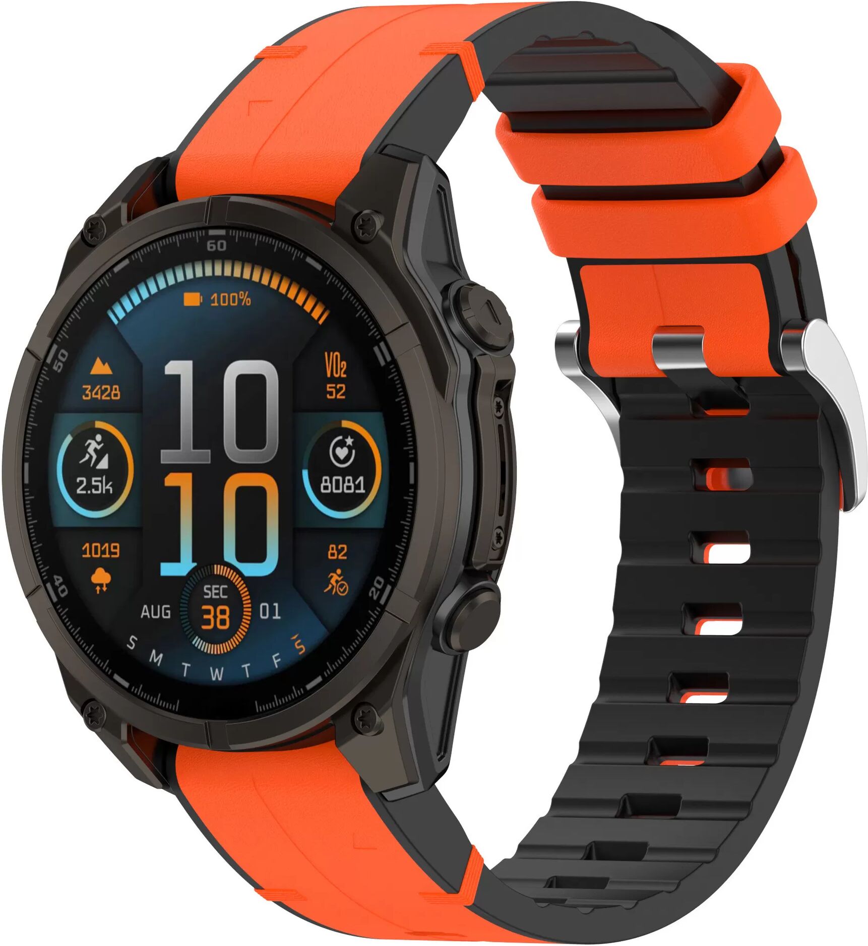 INF Premium Silikon Leder Garmin Fenix 8 Armband - 20mm Orange