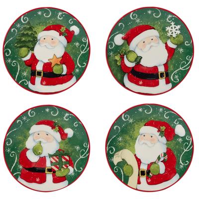 "Certified International Holiday Magic Santa 6"" Canape/Luncheon/Snack Plates, Set of 4"