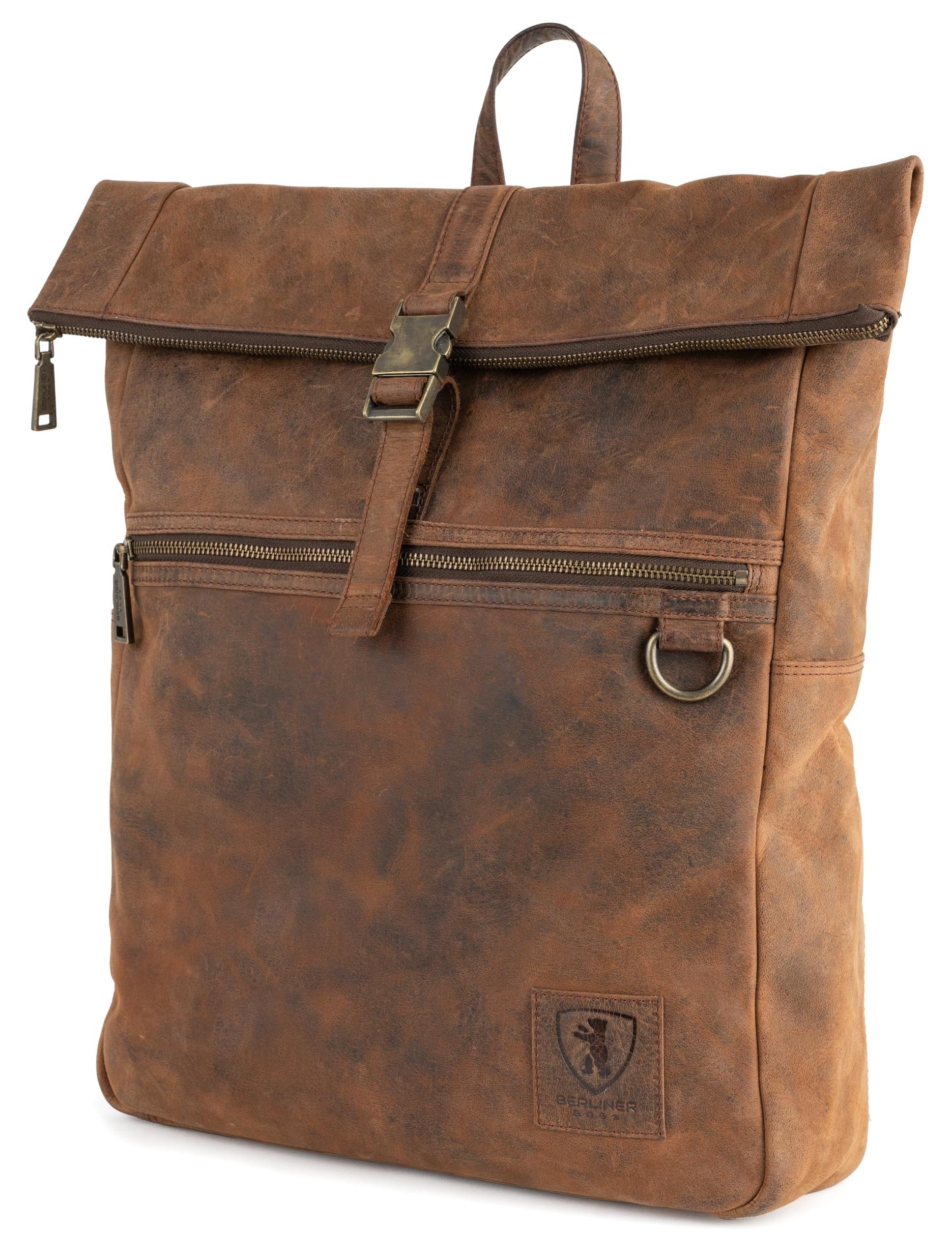 Vintage Rucksack aus Leder mit Laptopfach