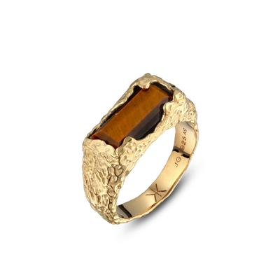 Kuzzoi "Ring Rechteck Tiger Eye Organic 925 Sterling Silber"
