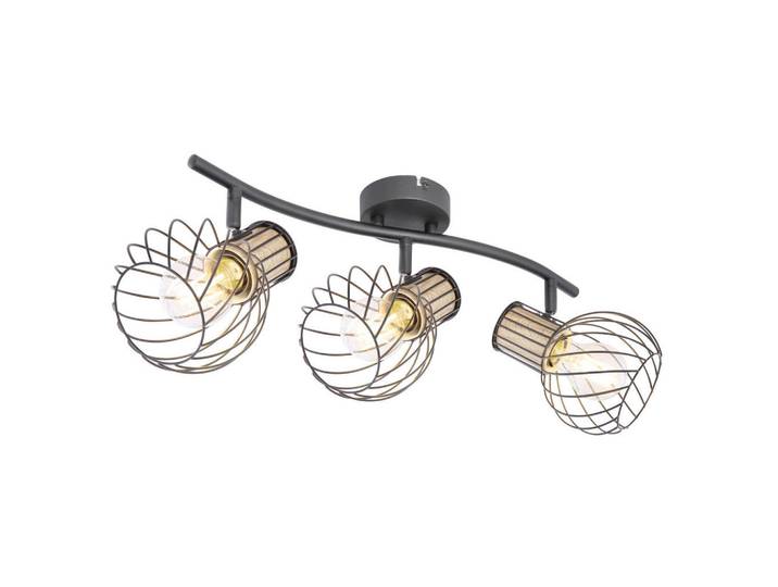 Globo Strahler, Braun, Schwarz, Holz, Metall, 24x18.5x48 cm, Lampen & Leuchten, Innenbeleuchtung, Spots & Strahler, Deckenspots