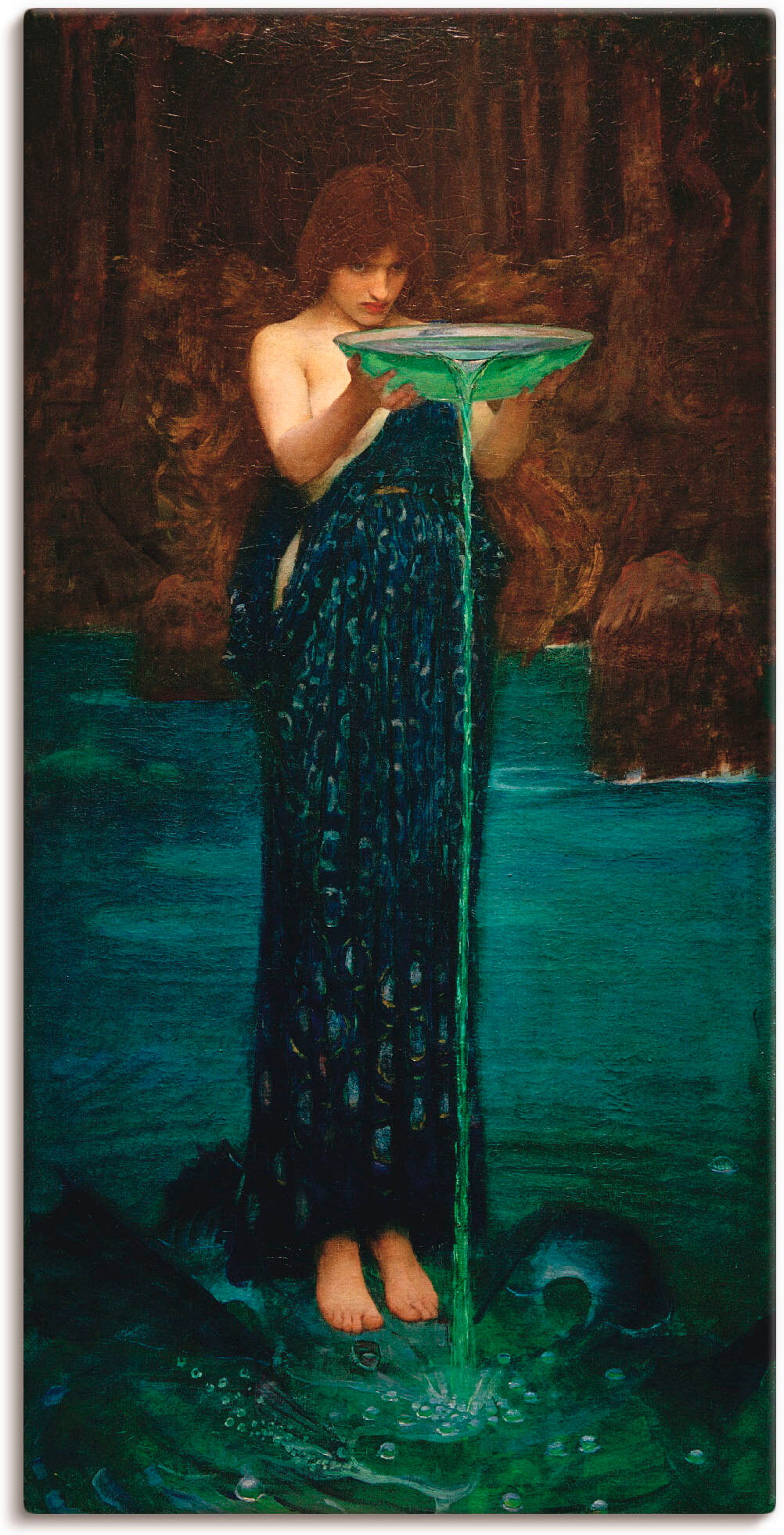 Leinwandbild ARTLAND "Circe Invidiosa", blau (farbe bild(er): blau), B:30cm H:60cm, Bilder, Leinwandbild, auf Holzrahmen gespannt farbe bild(er): blau B/H/T: 30cm x 60cm, Leinwandbild Frau Hochformat, 1 Stk.