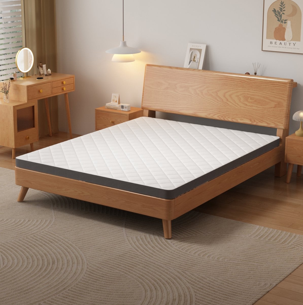MODFU Matras H3 Gemiddeld 7-Zoneschuim Wit Grijs 180 x 200 cm