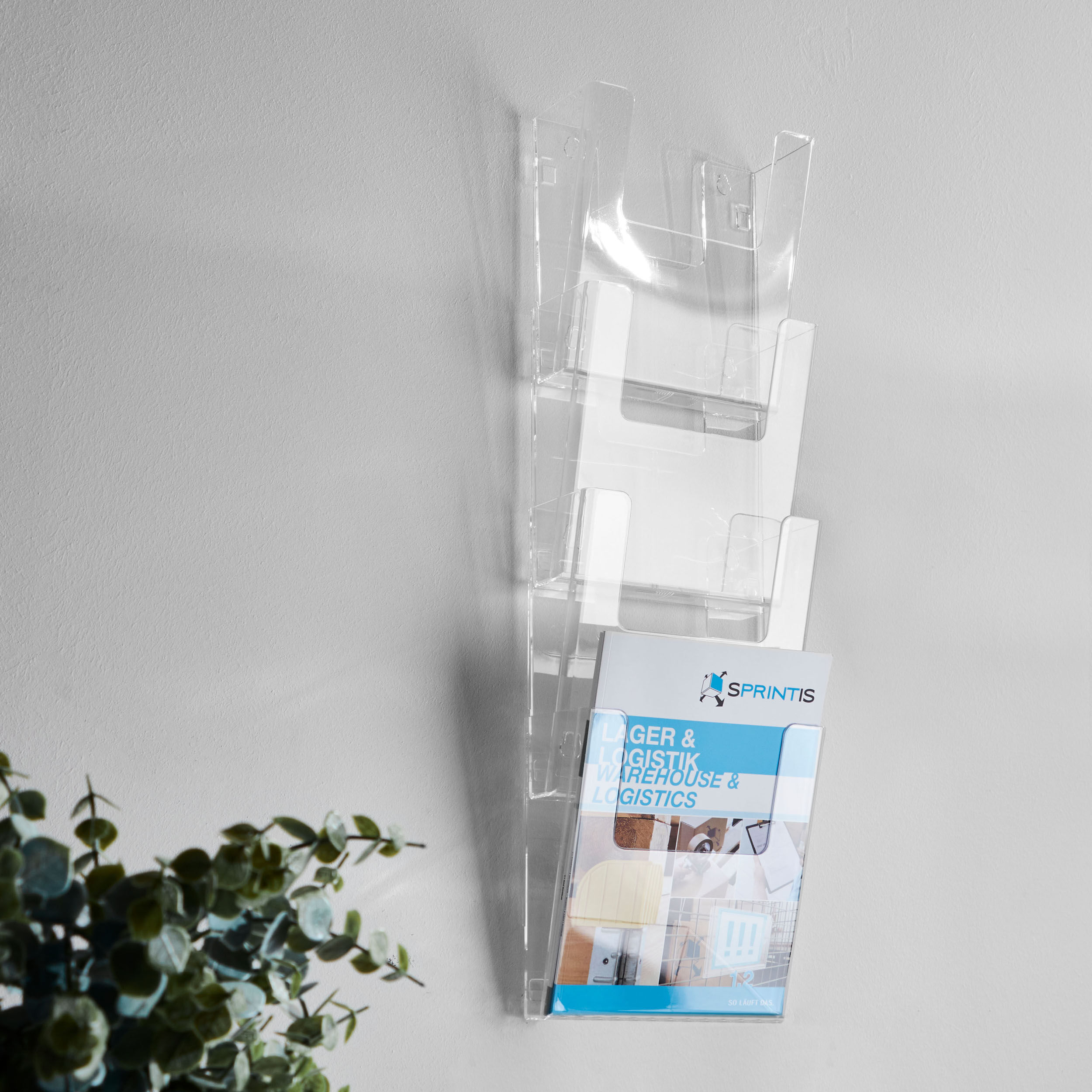 SPRINTIS 1 lot - Porte-brochures mural, polystyrène, transparent PTXK 4   portrait   A4, PS