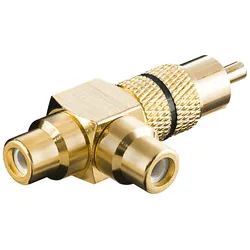 CS-2B SW - Cinch Stecker auf 2x Cinch Buchse, vergoldet