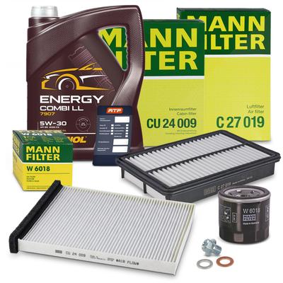Mann-filter Inspektionspaket Set A + 5l 5W-30 Motoröl [Hersteller-Nr. 41109367] für Mazda