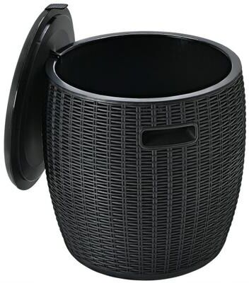 Costway 9.5 Gallon 4-in-1 Patio Rattan Cool Bar Cocktail Table Side Table-Black