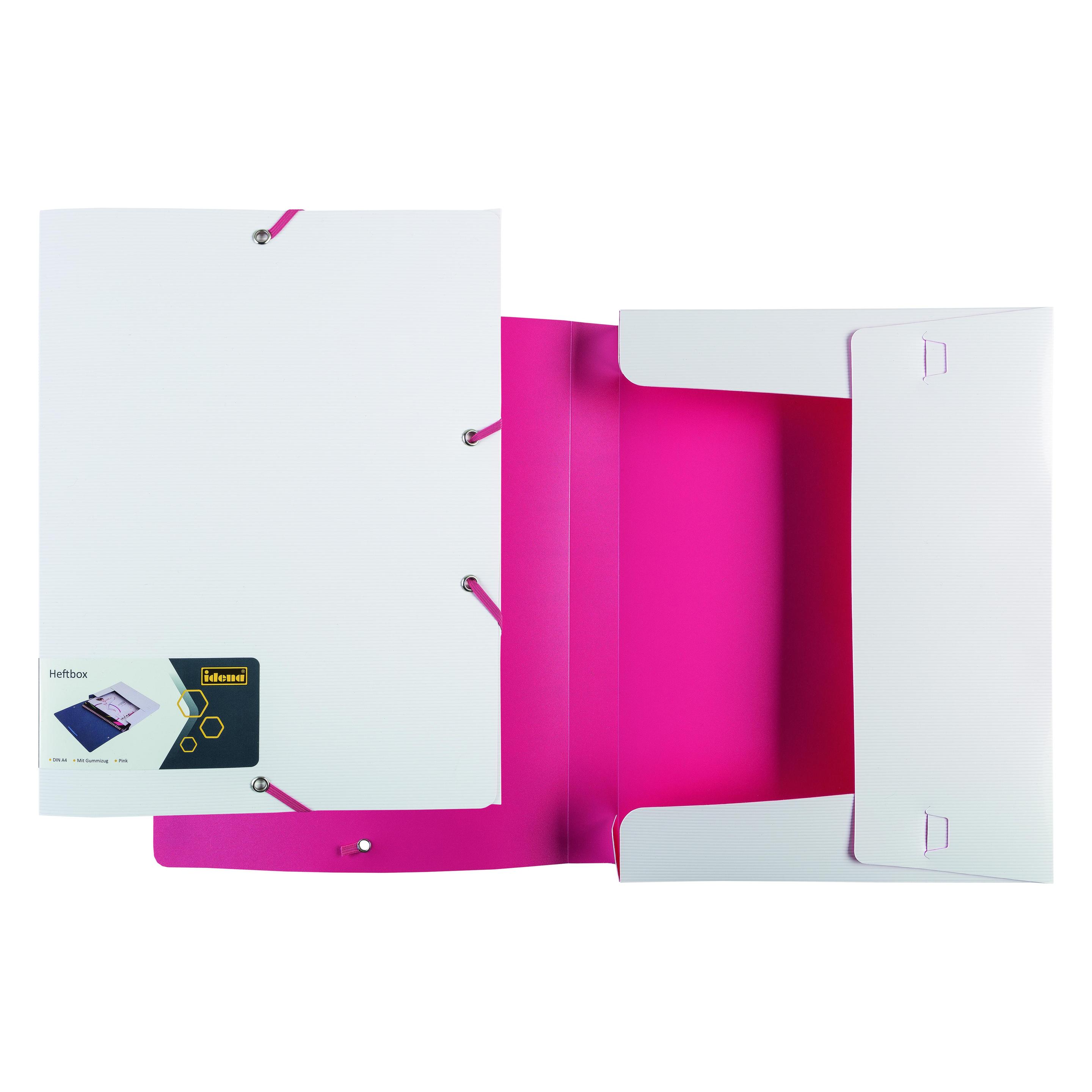 Idena Heftbox PP A4 weiss/pink Gummizug farbig (A4) (22691790)